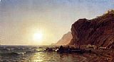 Famous Shore Paintings - Sunset on the Shore of No Man's Land - Bass Fishing
